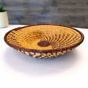 Handwoven African Basket Bowl, Ugandan Coiled Fiber Wall Decor, Boho Home Accent